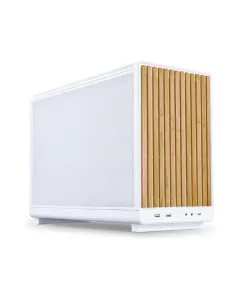 LIAN LI A3 DAN Micro ATX Gaming PC Case - White/Wooden Panel