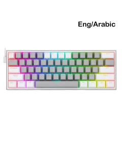 Redragon K617 Fizz 60% Wired RGB Mechanical Gaming Keyboard - Grey/White (Eng/Arabic)