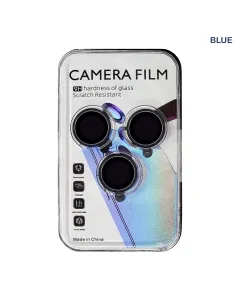 iPhone 15 Pro / 15 Pro Max Back Camera Protector with Metal Ring – Blue