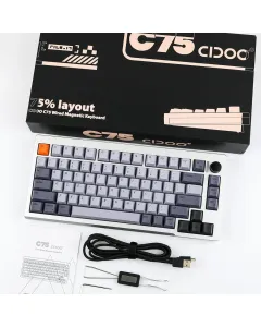 Cidoo C75 Quick Trigger Mechanical Wired Keyboard With Magnetic Switch - Silver (English)