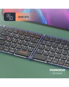 Porodo Crystal Shell Wireless Keyboard - Black (Arabic Key)