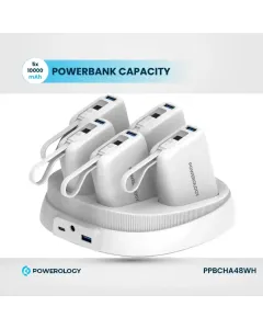 Powerology × 5 10000mAh Power Bank Station - White