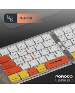 Porodo Crystal Shell Wireless Keyboard - White (Arabic Key)