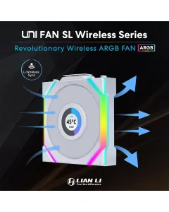 LIAN LI UNI FAN SL Wireless LCD Reverse Blade 120mm ARGB Case Fans with 1.6” LCD Screen (3 Pack) - White