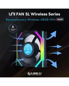 LIAN LI UNI FAN SL Wireless LCD Reverse Blade 120mm ARGB Case Fans with 1.6” LCD Screen (3 Pack) - Black