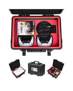 Devaso Hard Shell Travel Waterproof Case for Playstation 5 Console, Controllers, Games and Accessories - Black