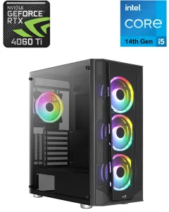 Aerocool Intel Core I5-14th Gen Rtx 4060ti Gaming Pc - Black