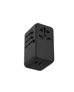 Powerology Universal Adapter 140w X2 Type C Port And X2 Usb A 15w Port - Black