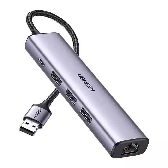 Ugreen Usb3.0 To 3×usb3.0 +rj45 (1000m) Ethernet Adapter Type-c Power ...