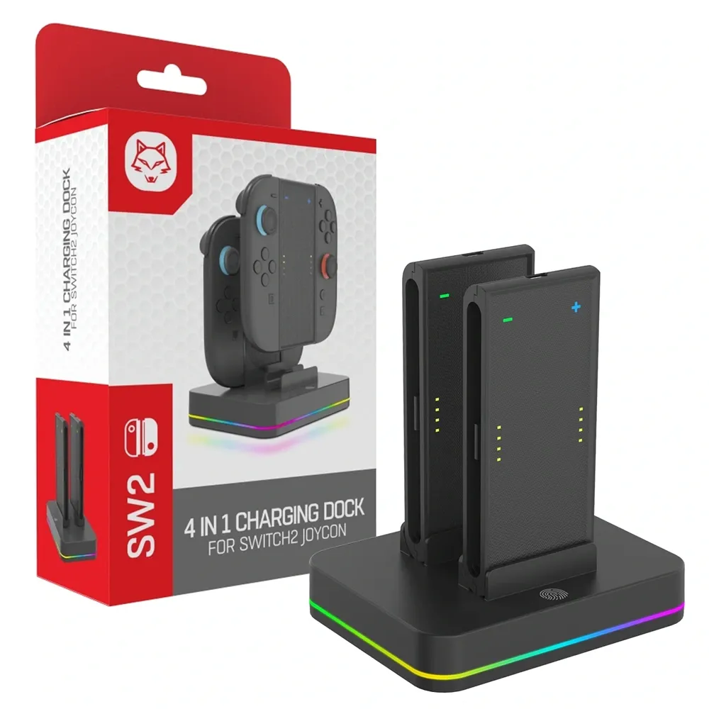 4 in 1 RGB JoyCon Charging Dock for Nintendo Switch 2 - Black