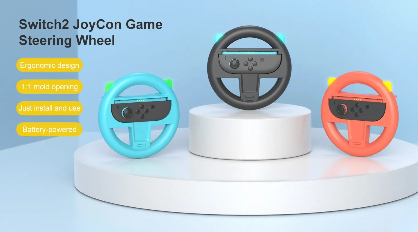 Joycon Game Steering Wheel for Nintendo Switch 2 - Black - Enhance Your ...